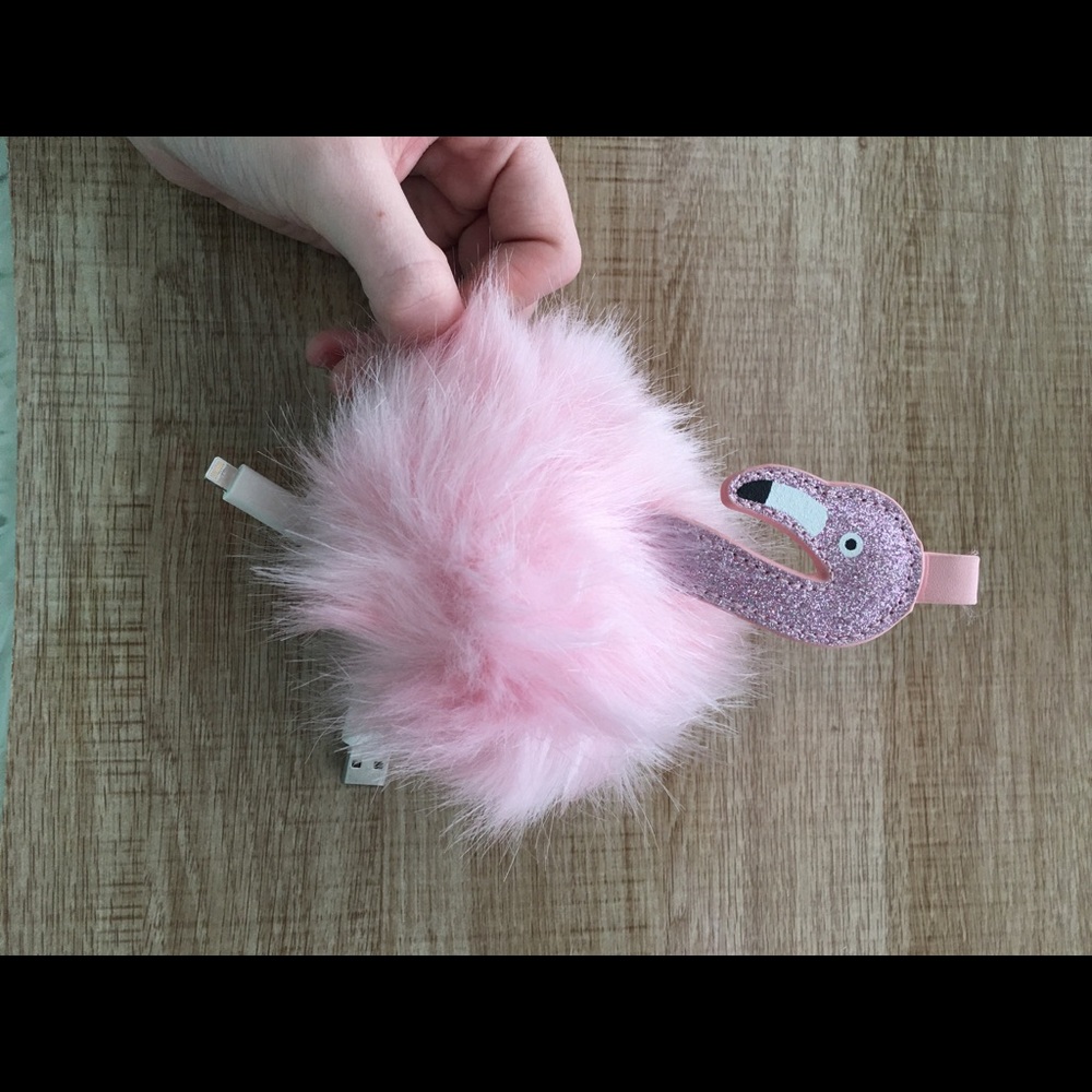 Pink Flamingo Charger Keychain